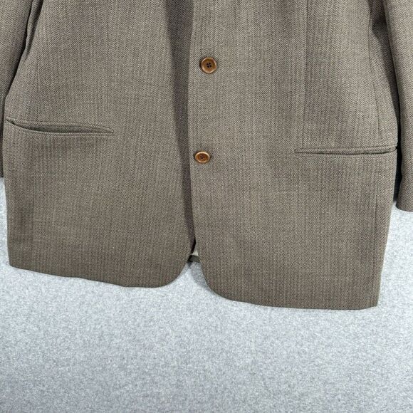 Hugo Boss Einstein Blazer Sport Coat Mens 44R Brown Herringbone 3-Button USA VTG - Picture 3 of 14